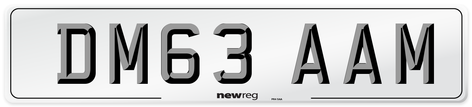 DM63 AAM Number Plate from New Reg